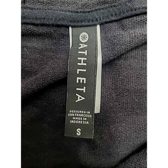 Athleta Cabana Tunic Hoodie Sweatshirt Dress Women's Small Black Pockets Relaxed - Picture 4 of 6